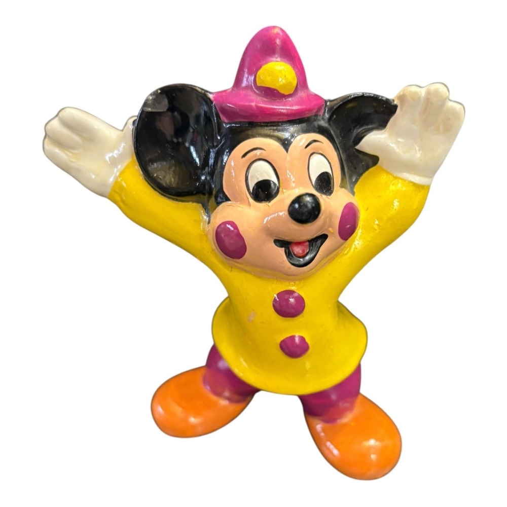 Walt Disney Productions Mickey Mouse Clown Figurine Vintage 5in Ceramic